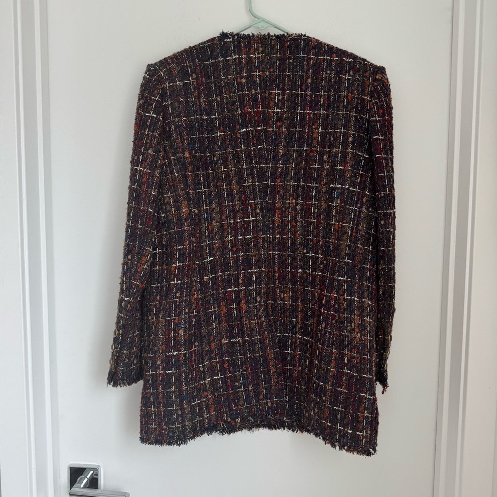 Veronica Beard 10 Doris Tweed Dickey Jacket Navy Multi Rust - Picture 5 of 10